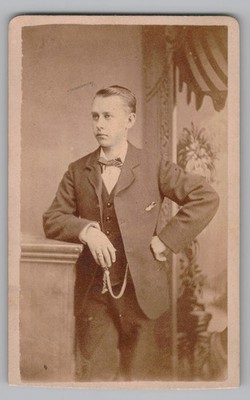 Antique CDV W. H. Hoffmann Young Handsome Man in Suit Shenandoah Pennsylvania