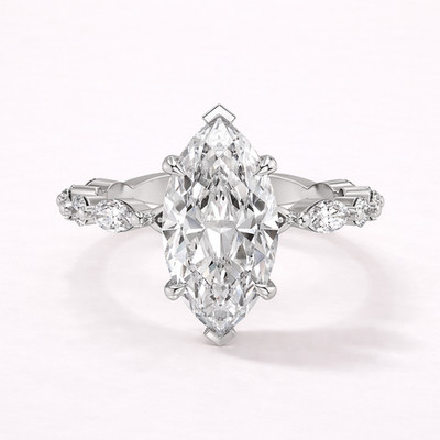 3.00 ct Marquise Lab Grown Diamond 925 Sterling Silver Engagement Wedding Ring