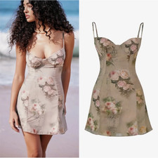 House of CB Christiana Vintage Floral Mini Dress Small 4/6 (w/ plus size cup)