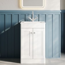 Nuie Classique Floor Standing 2-Door Vanity Unit with Basin-2 500mm Wide - Satin