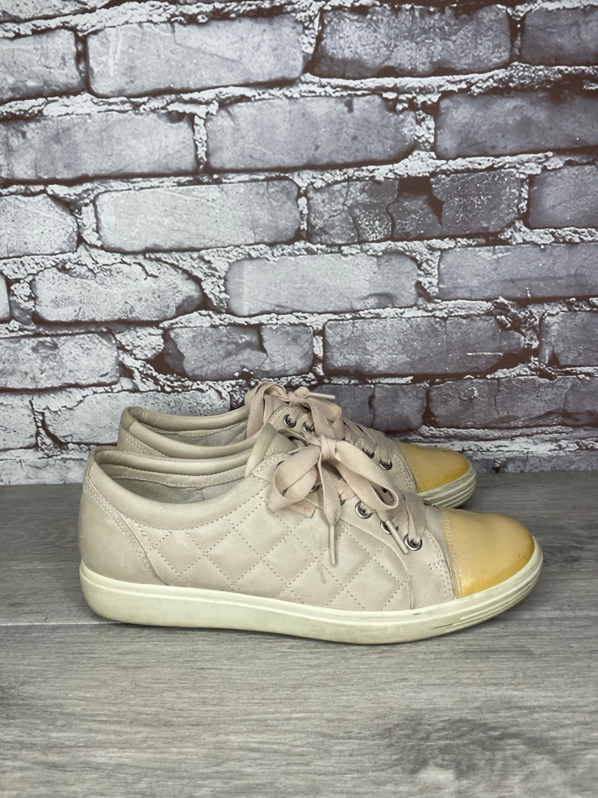 Scarpe stringate ECCO moda sneaker morbide trapuntate cravatta rosa polvere donna 39EU 8 5M US