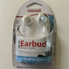 Maxell White Earbuds EB-95 Lightweight Comfort Fit item 190599, New