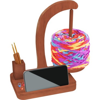 Upgraded Yarn Holder for Crocheting,Wooden Crochet Walnut Color 