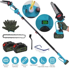 2-In-1 Cordless Pole Saw &Mini Chainsaw W/ Battery 6 Inch Blade Extension Pole