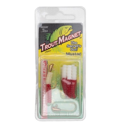 Trout Magnet 1/64 oz (7 Bodies/2 Hooks) 9 Piece White / Red Bass & Pan Fish Lure