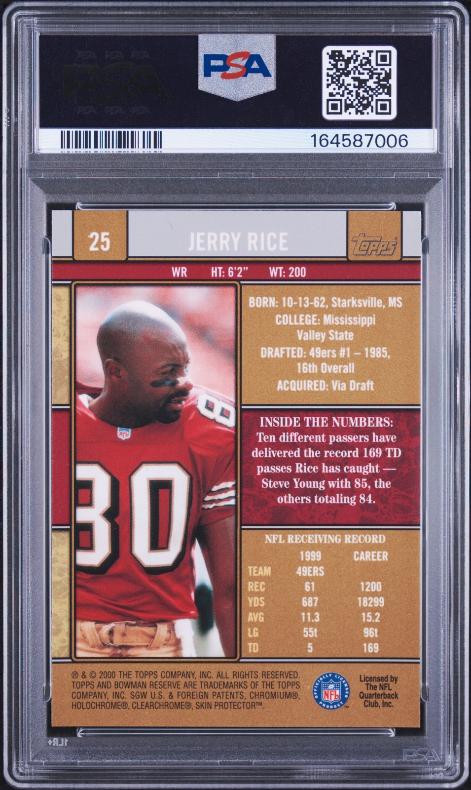 2000 BOWMAN RESERVE #25 JERRY RICE PSA 8 view 2