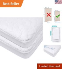 Baby Safe Waterproof Mini Crib Mattress Cover 2 Pack, Machine Washable Quilted