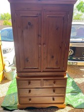 Pine Single Wardrobe with Draws Good Cond Used Condition