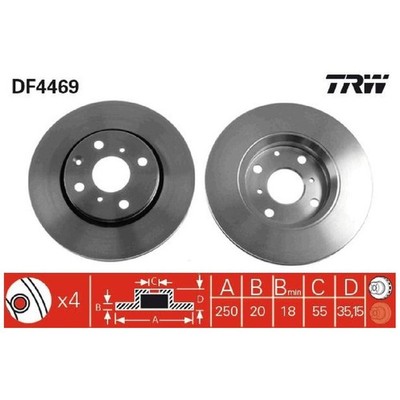 2x TRW Scheibenbremse vorne 4246J0 42460 424955 E169256 LK3501124 424954 2627033