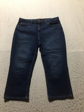 Lee Capri Jeans Womens 14M 14 Medium Blue Faded Dark Wash
