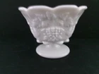 vtg Westmoreland white milk glass flared grape/leaf paneled pedestal rose bowl
