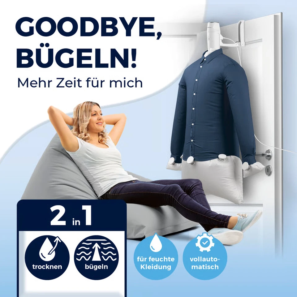 Lufttrockner Wäsche Trockner Hemden Blusen Bügler Bügelautomat kompakt Reisen - Bild 3 von 4