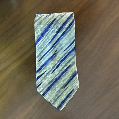 Stefano Ricci for Saks Fifth Avenue Tie Silk Blue & Silver Abstract Made Italy - Image 1 of 4