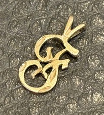 Vintage 14K Solid Yellow Gold Initial Letter F Script Charm Pendant .53g Signed