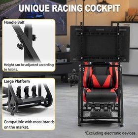 Marada Racing Simulator Cockpit Frame With Monitor Stand Fit Logitech G923 G920