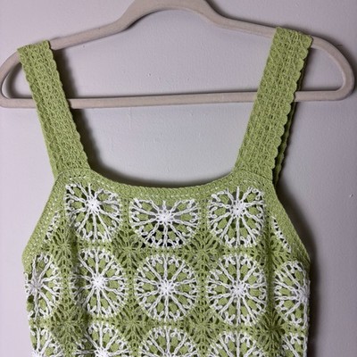 slim fit dress slacks GREEN WITH ENVY CROCHET MIDI DRESS IN GREEN – AKIRA main image 0