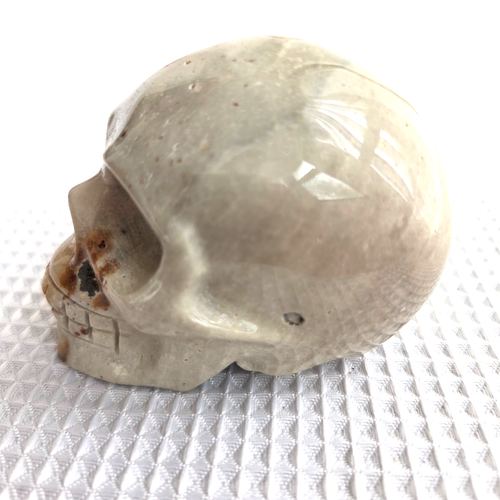 Natural Carved Stone Skull 2x3 Pale Gray Brown Gray - Picture 6 of 13