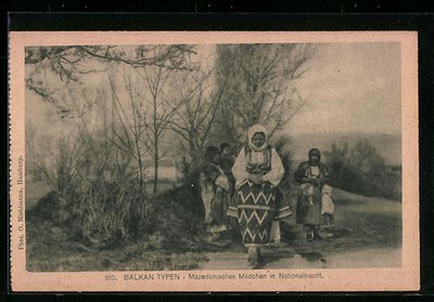 Ansichtskarte Mazedonisches Mädchen in Nationaltracht, Balkan 