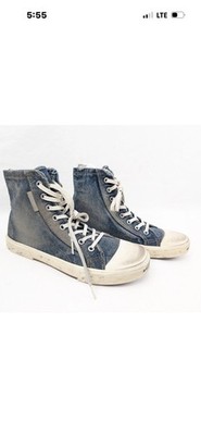 Balenciaga Paris High Top 90s Denim Sneakers Blue/White EU 42 Rubber Sole