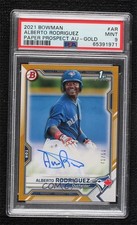 2021 Bowman Paper Prospect Gold Border 41/50 Alberto Rodriguez PSA 9 Auto 0m7x
