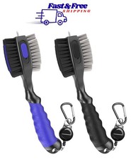 2 Pack Golf Club Brush and Groove Cleaner Brushes with Retractable Zip-Line