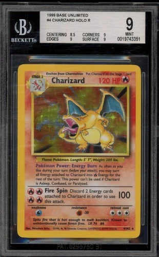 Pokemon Charizard Base Set Unlimited Holo Rare #4 BGS 9 Mint