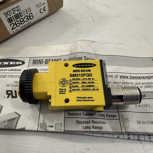 NEW IN BOX BANNER SM312FQD MINI-BEAM PHOTOELECTRIC SENSOR 10-30VDC 26836 - Picture 4 of 6