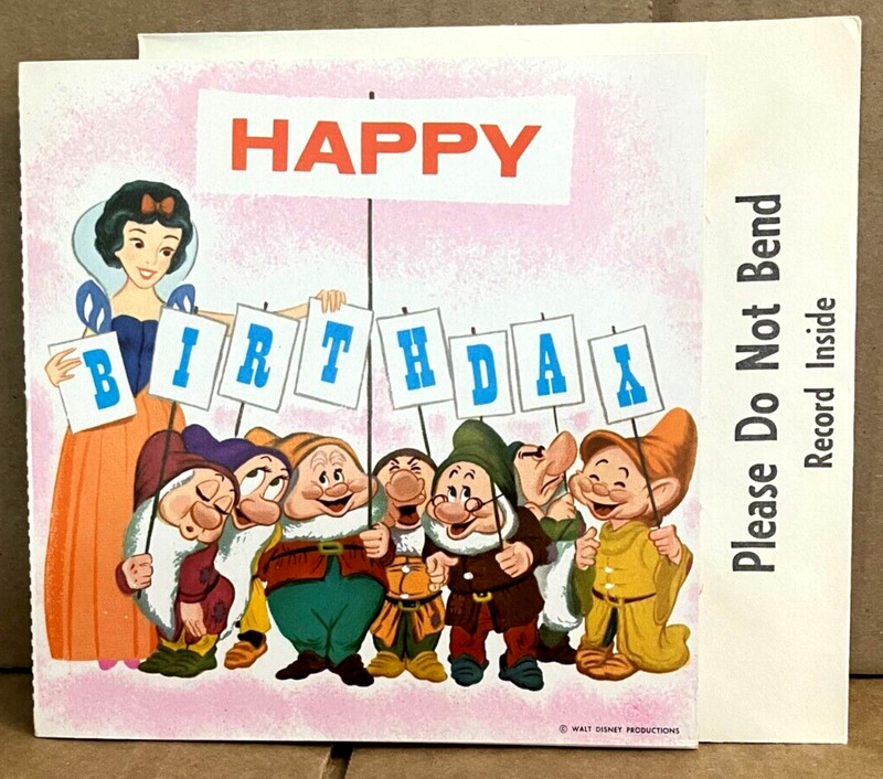 UNIQUE - Unused 1960's "Disneyland" Park Souvenir - Happy Birthday Card/Record