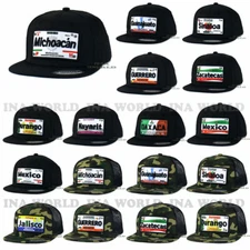 MEXICAN Hat MEXICO States License Plate Snapback Flat Bill Cotton Baseball Cap