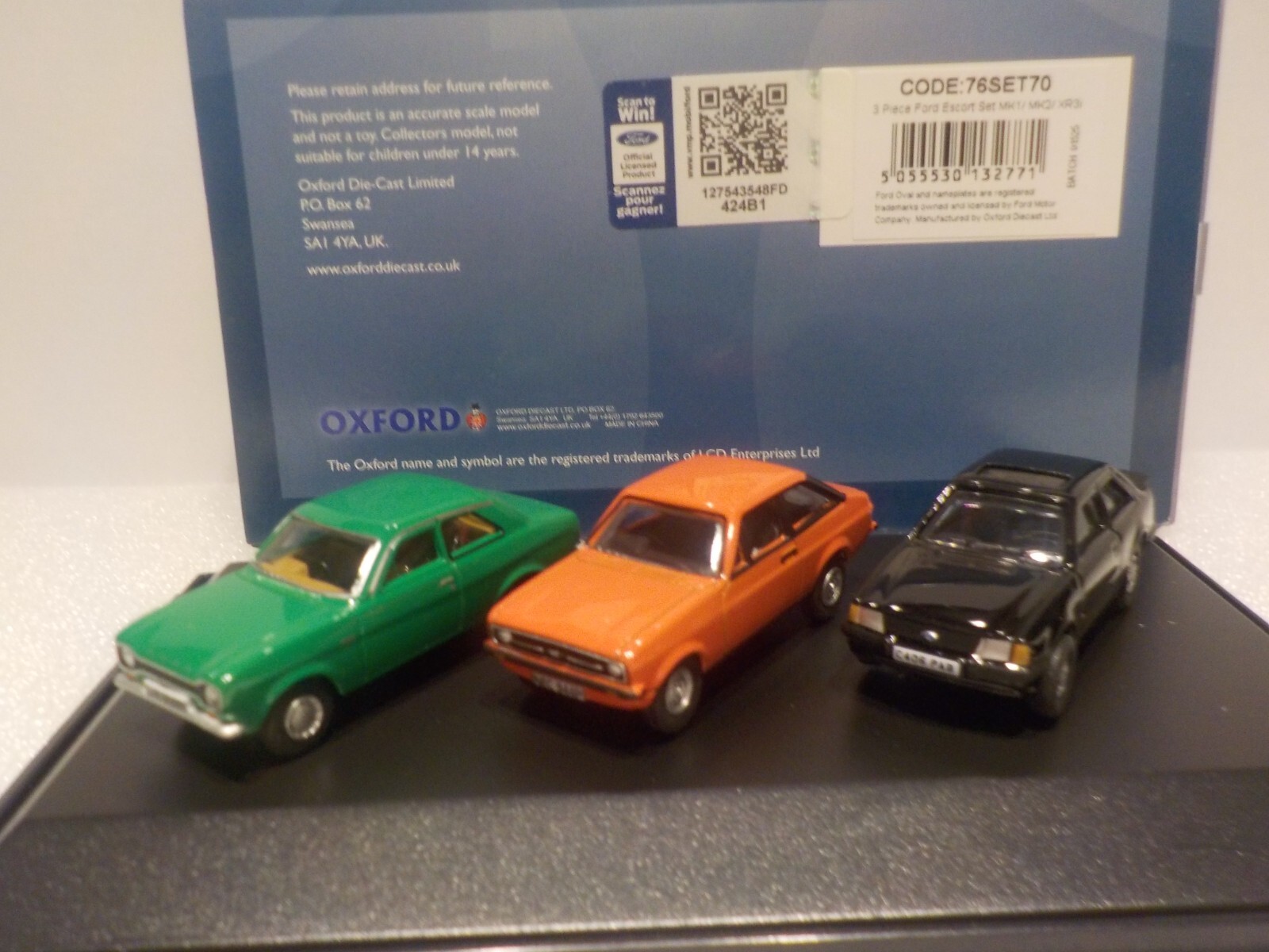 Oxford Diecast 1:76 Scale 3 Piece Escort Set Mk1/Mk2/XR3i Diecast Model- 76SET70 - Image 2