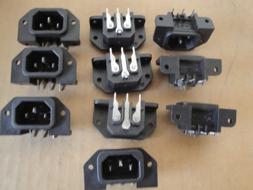 10 Ea PC Mount IEC Power Inlet 10-15A Male Receptacle Socket