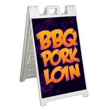 BBQ PORK LOIN Signicade 24x36 Aframe Sidewalk Sign Banner Decal BARBEQUE FOOD