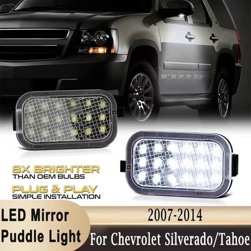 2X LED Side Mirror Puddle Lights For 07-14 Yukon Sierra Tahoe Avalanche Escalade