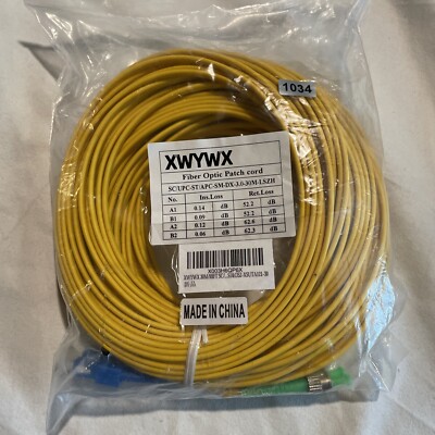 XWYWX 30M/99FT SC/UPC to ST/APC SM DX LSZH 3.0mm Indoor Fiber Optic Patch Cord