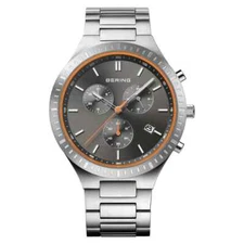 Bering Titan Chrono 11743-709 Men's 43mm Brushed Titanium Watch NWT
