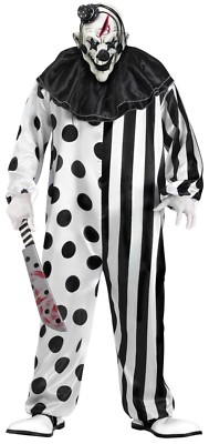 Fun World Killer Clown Zirkus Schwarz Weiß Adult Herren Halloween Kostüm 131514