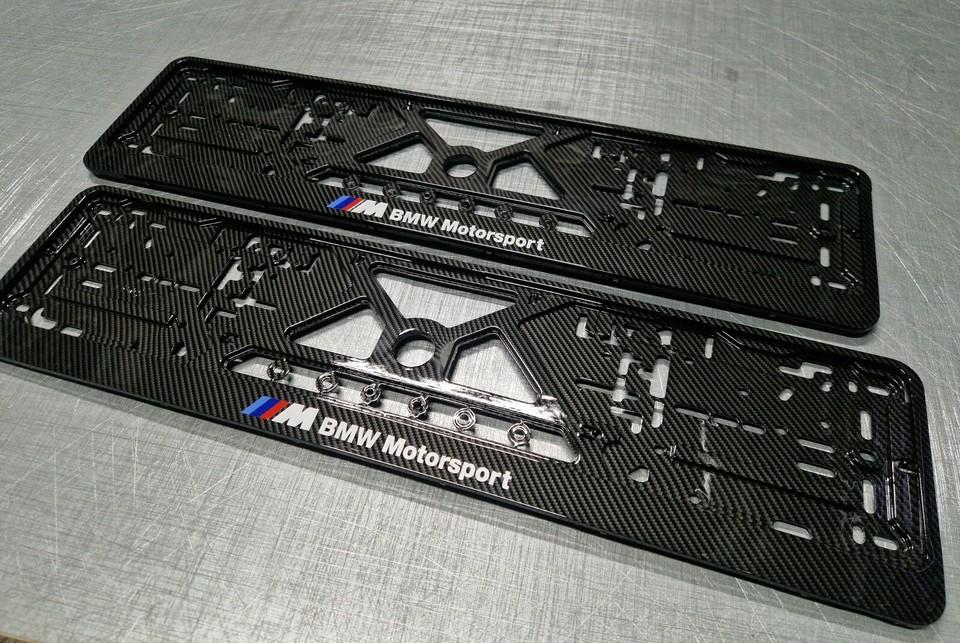 BMW Motorsport car number plate holder frame surround carbon 2 pieces ...