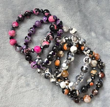 Stone Bracelet Lot Stretch Marble Pattern Stackable Bohemian Beaded Bracelet 6 