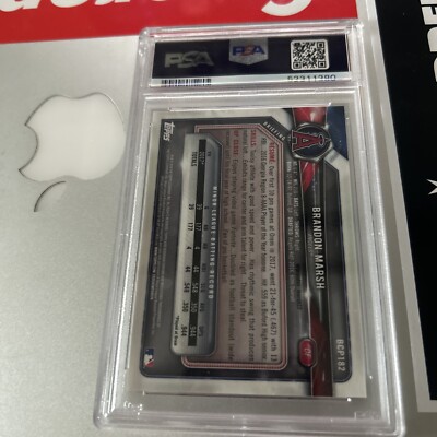 2018 Bowman Chrome BRANDON MARSH ORANGE Refractor RC AUTO PSA 9 25