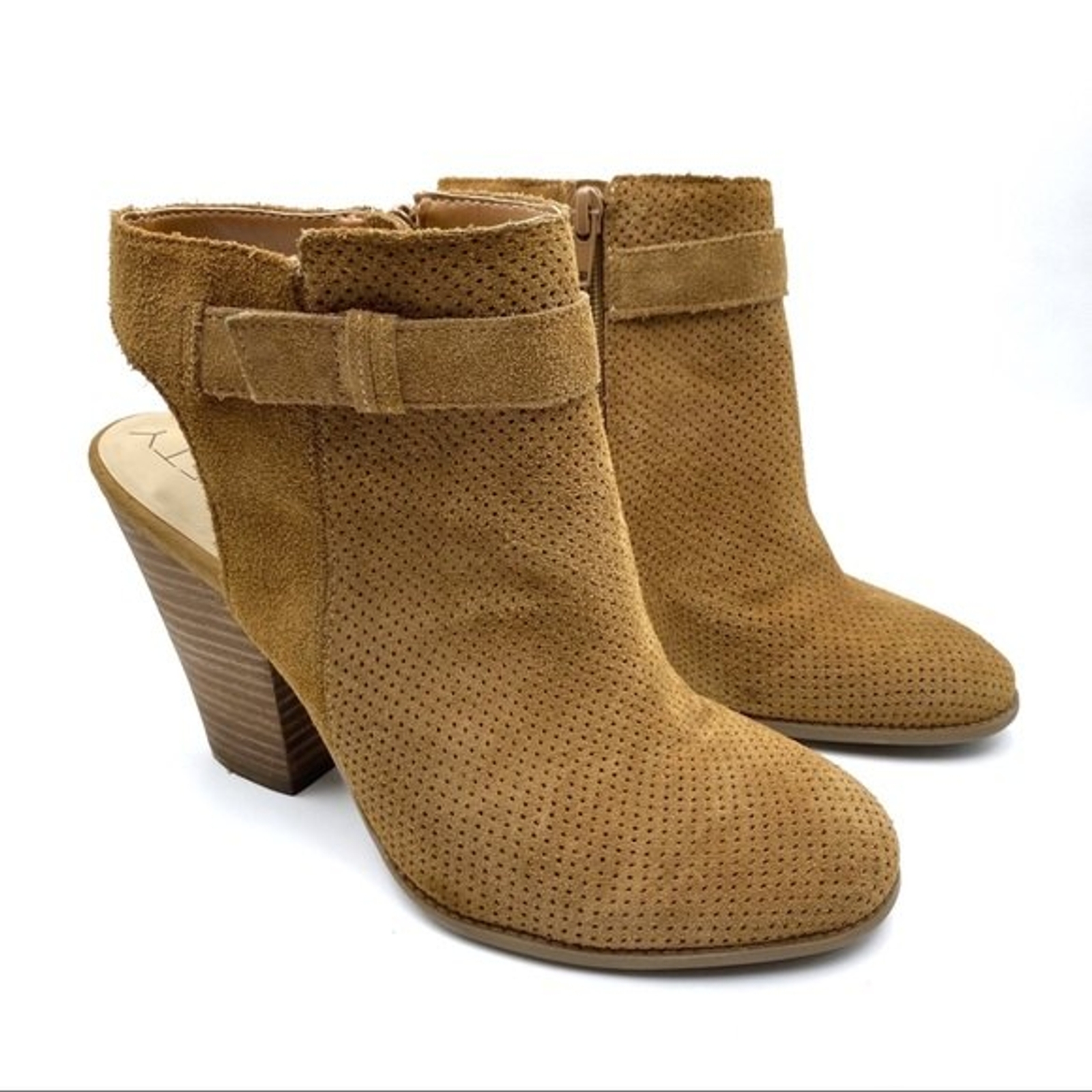 SAOLA Stivali stivaletti Sole Society Perin Slingback TAGLIA 7 5 pelle scamosciata traforata marrone