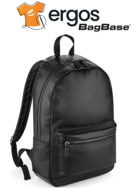 BagBase Faux Leather Fashion Backpack BG255 Rucksack 18 Liter Leder Kunstleder schwarz