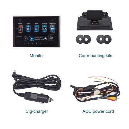 1+16GB 9'' 4K 1080P Android 9.0 Car Headrest Touch Monitor Player WiFi/Bluetooth - Picture 11 of 12
