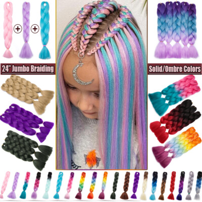 24''Jumbo Box Braids Kunsthaar Extensions Haarverlängerung Hair Flechten Rasta DE