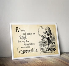 ALICE IN WONDERLAND Print Poster Impossible Things Party Gift Wall Art Quote 175