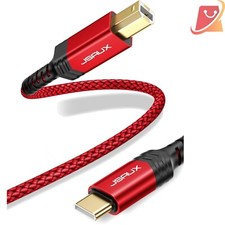USB B to USB C Printer Cable 15ft Nylon Braided High Speed Data Transfer