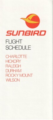 Sunbird Airlines timetable NO DATE circa 1979/FALL