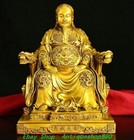 11.4''Old Chinese Pure Bronze Dragon Chair Emperor Zhenwu Statue Sculpture