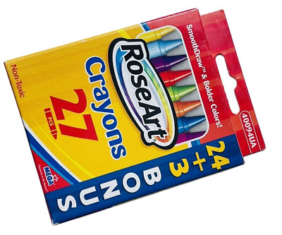 RoseArt Mega Crayons Bonus 27  Box Bright Color Discontinued Rose Art