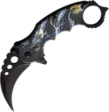 ElitEdge Assisted Folding Knife 2.75" Stainless Karambit Blade Synthetic Handle