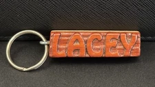 Keychain LACEY Personalized Custom Name Fob Wood Key Ring Unique Gift Idea